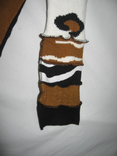 Wild About Giraffes Cardigan Size Medium / Large Animal Print Patchwork Recycled Sweater Wearable Art Leopard Spots Zebra Stripes