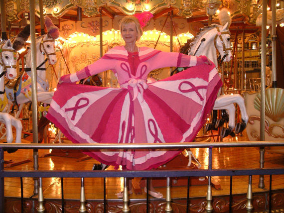 Elf Coat "Think Pink" Breast Cancer Awareness Large Fairy Pixie Dress Recycled Dream Sweater Traveling Gypsy Cape Cotton Candy Fantasy