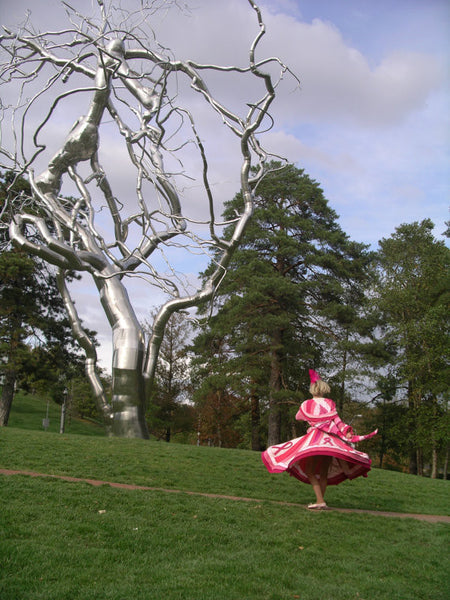 Elf Coat "Think Pink" Breast Cancer Awareness Large Fairy Pixie Dress Recycled Dream Sweater Traveling Gypsy Cape Cotton Candy Fantasy