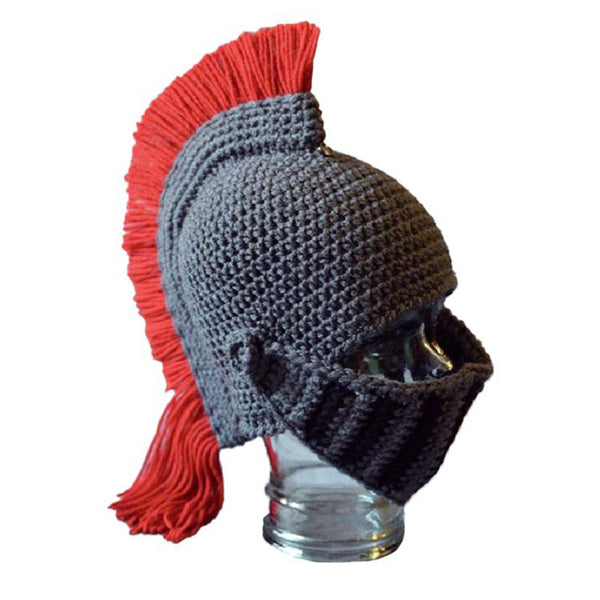 KC Chiefs Spartan Beanie 7 Different Colors You Choose Includes Face Ski Mask Wear Up Or Down Roman Helmet Crochet Winter Stocking Cap Hand Knitted Unisex Hat