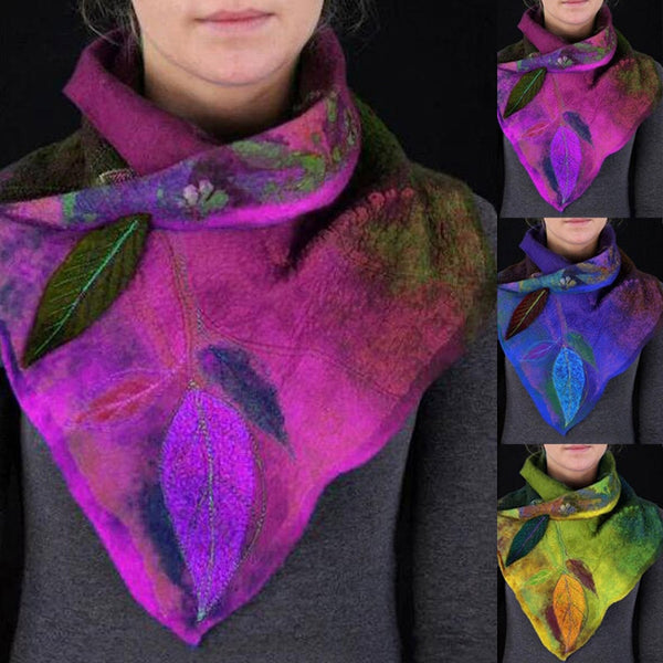 Fairy Leaf Scarves 3 Colors Purple Blue Or Green Felted Painted With Leaves Pixie Scarf Warm Women Collar Wrap For Elves Fairies And Pixies